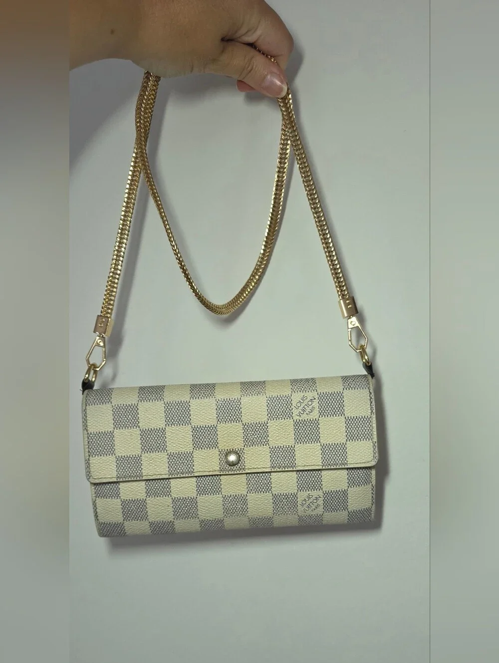 Authentic Louis Vuitton Damier Azur Porte Feuille Sarah Long Bifold Wallet